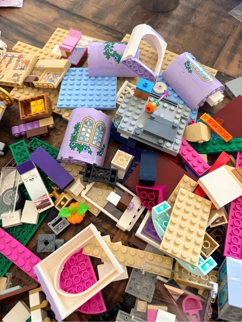 Lego Friends & Disney Mixed Color Building Pieces - Purple Pink White Tan